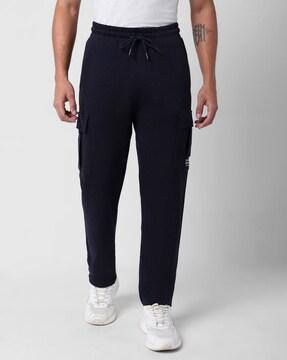 men straight fit flat-front pants