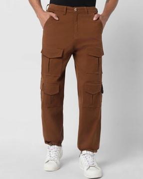 men straight fit flat-front pants
