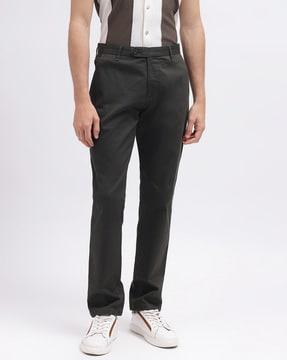 men straight fit flat-front trouser