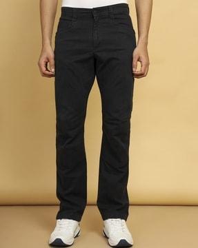 men straight fit flat-front trousers