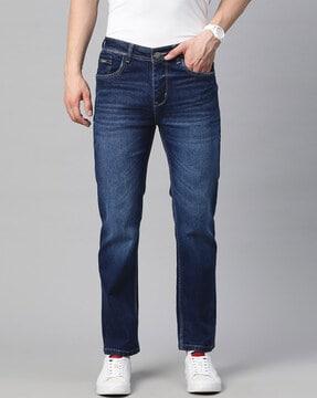 men straight fit jeans with 5-pocket styling