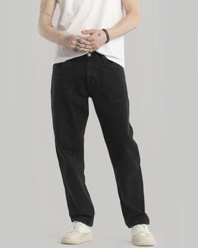 men straight fit jeans with 5-pocket styling