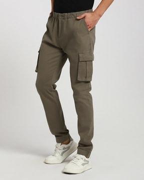 men straight fit joggers pants with flap pockets