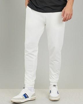 men straight fit joggers with elasticated drawstring waist