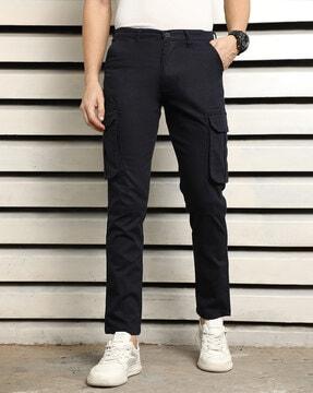 men straight fit mid-rise cargo pants