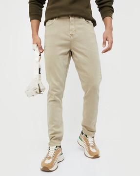 men straight fit pants with insert pockets