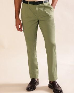 men straight fit pleat-front chinos