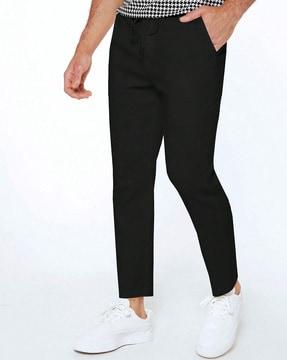 men straight fit track pants with insert pockets