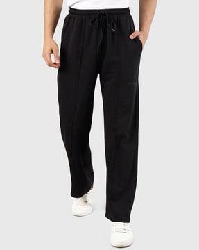 men straight fit track pants with insert pockets