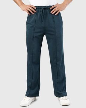 men straight fit track pants with insert pockets