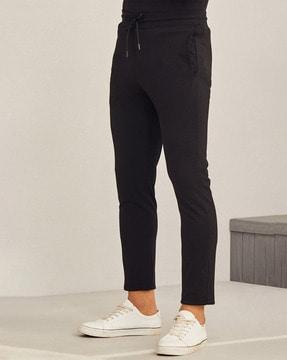 men straight fit track pants with insert pockets