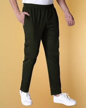 men straight fit track pants with insert pockets