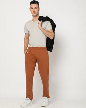 men straight fit track pants