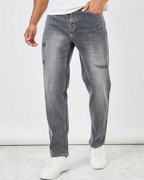 men straight jeans with fixed waist