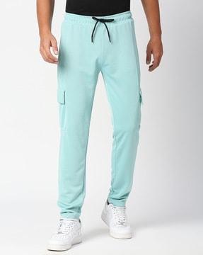 men straight track pants with cargo pockets
