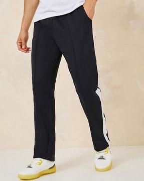 men straight track pants with contrast panel