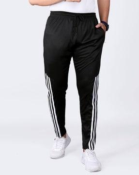 men straight track pants with contrast panel