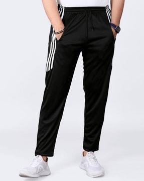 men straight track pants with contrast panels