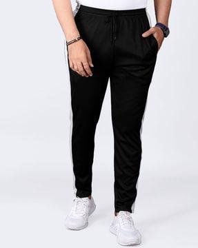 men straight track pants with contrast panels