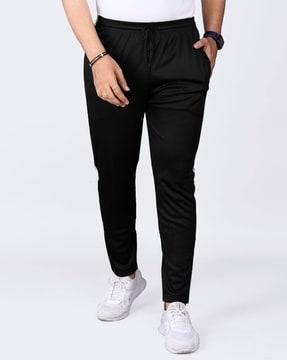 men straight track pants with contrast panels