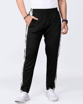 men straight track pants with contrast panels