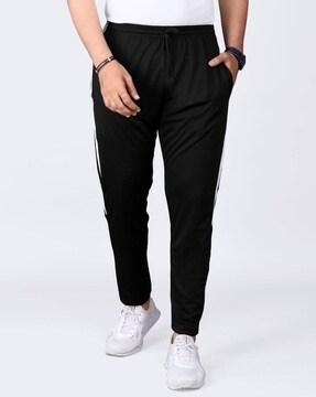 men straight track pants with contrast panels