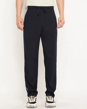 men straight track pants with drawstring elasticated waist