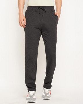 men straight track pants with drawstring elasticated waist