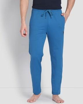 men straight track pants with drawstring waist