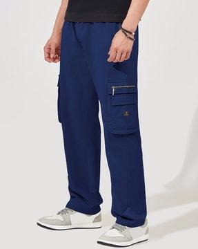 men straight track pants with drawstring waist