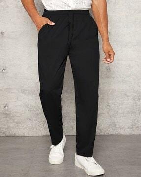 men straight track pants with drawstring waist