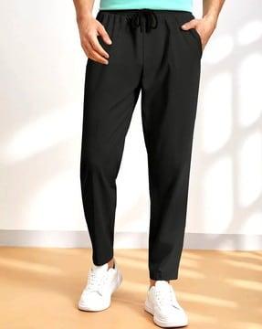 men straight track pants with drawstring waist