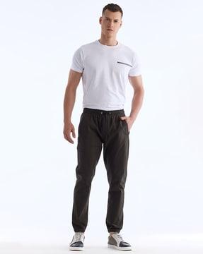 men straight track pants with drawstrings