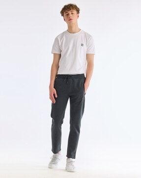 men straight track pants with drawstrings