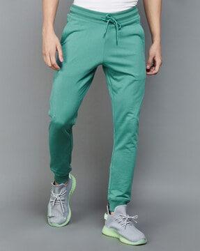 men straight track pants with elasticated drawstring waist