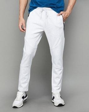 men straight track pants with elasticated drawstring waist