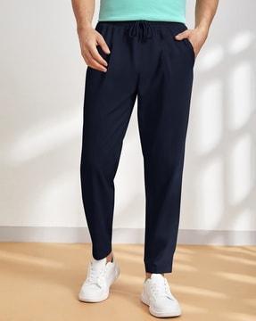 men straight track pants with elasticated waist