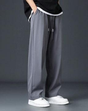 men straight track pants with elasticated waist