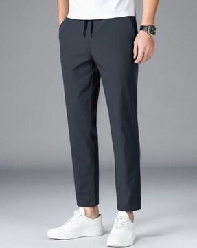 men straight track pants with elasticated waist