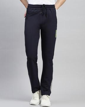 men straight track pants with elasticated waist