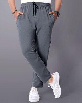 men straight track pants with elasticated waist