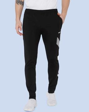 men straight track pants with elasticated waistband