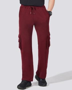 men straight track pants with flap pockets