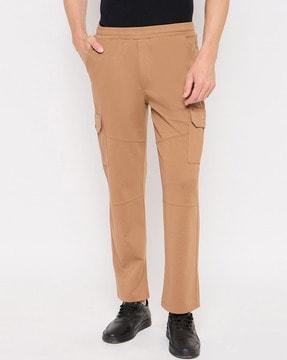 men straight track pants with flap pockets