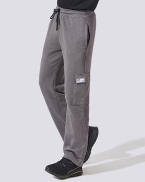 men straight track pants with flap pockets