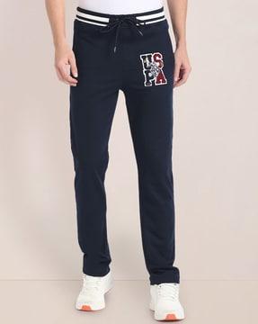 men straight track pants with logo embroidery