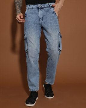 men stretchable relaxed fit denim jeans