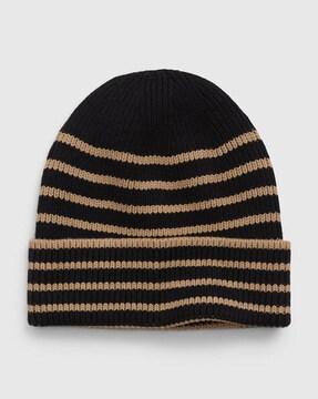 men striped beanie