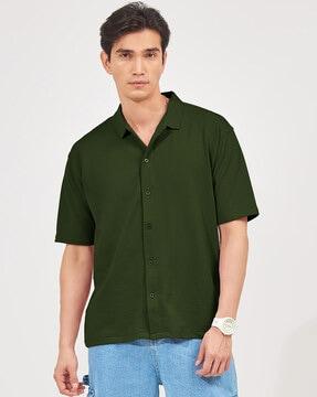 men striped boxy fit shirt