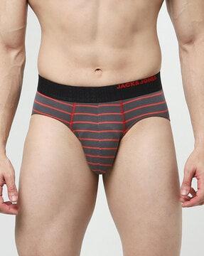 men striped briefs with elasticated waist